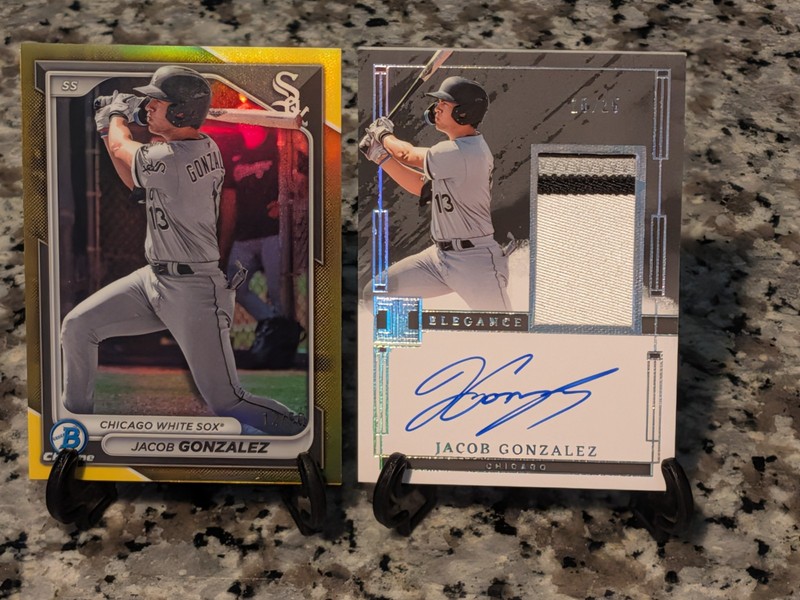 Jacob Gonzalez /25 Impeccable Patch Auto + 2024 Bowman Chrome Gold Refractor /50