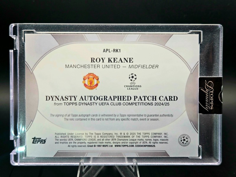 ROY KEANE 2024-25 Topps Dynasty UCC APL-RK1 PATCH AUTO Factory Sealed SILVER /10 view 2