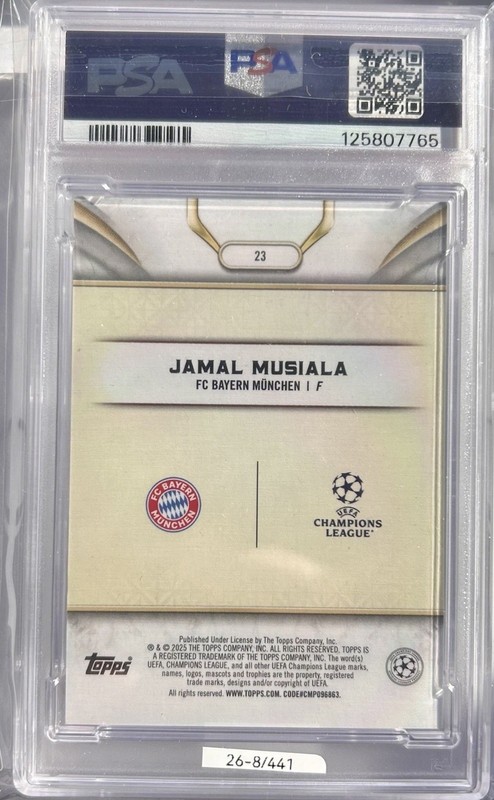 2024-25 Reverence UCC Jamal Musiala Black /10 Bayern Munich PSA 10 GEM MINT view 2