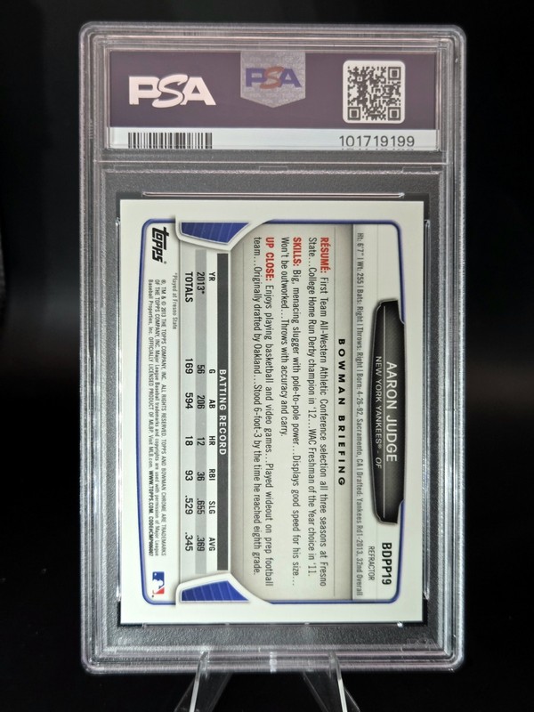 AARON JUDGE 2013 Bowman Draft Picks & Prospects #BDPP19 Chrome REFRACTOR PSA 8 view 2
