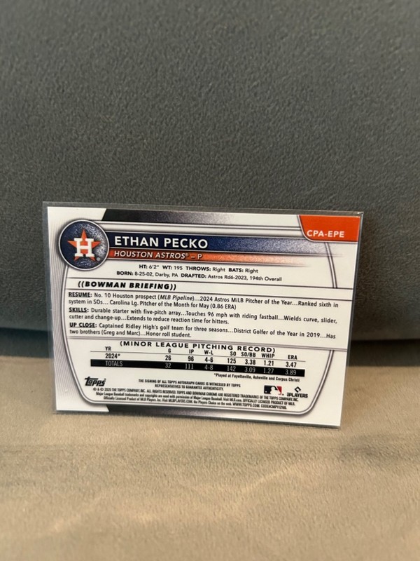 2025 Bowman Chrome - Prospect Autographs Ethan Pecko, Ethan Pecko #CPA-EPE... view 2
