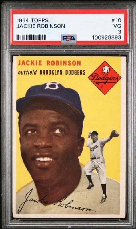 1954 Topps Jackie Robinson #10 White Back PSA 3 VG Brooklyn Dodgers HOF