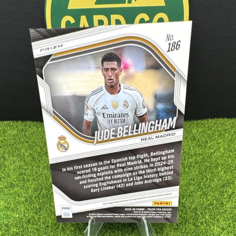 2025-26 Prizm FIFA Soccer Jude Bellingham Holo Socer Border SSP #186 Real Madrid view 2