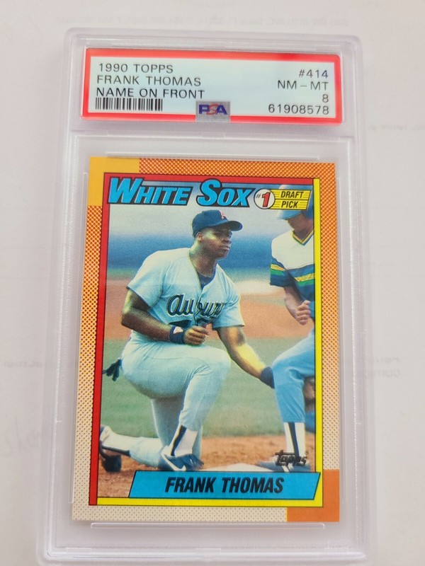 Misprint 1990 Topps FRANK THOMAS ROOKIE Error. MULTI ERROR PSA 8 GRADED!
