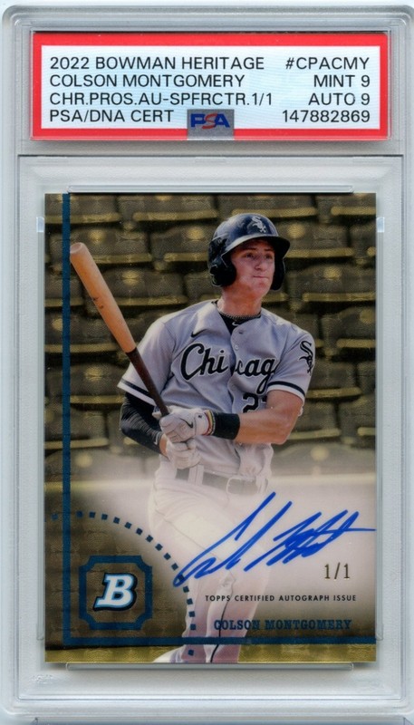 2022 Bowman Heritage Colson Montgomery Chrome Auto Superfractor 1/1 PSA 9 RC
