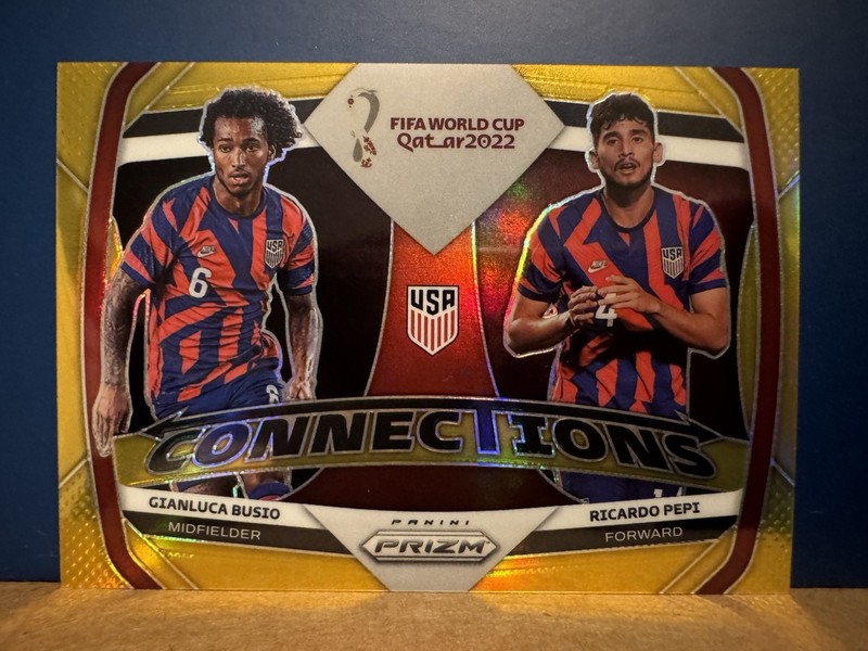 2022 Prizm World Cup Connections GOLD PRIZM /10 USMNT Ricardo Pepi + Busio *SSP*