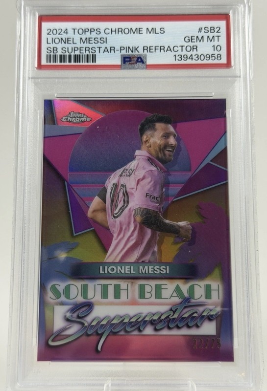 2024 PSA10 Lionel Messi South Beach Superstars Inter Miami /75 Pink Refractor