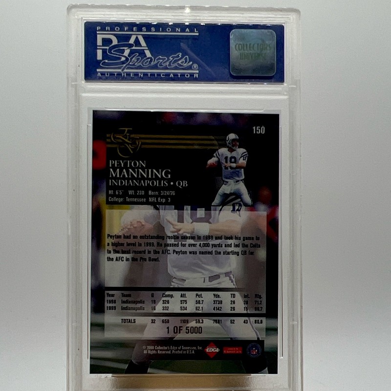 Collector's Edge 2000 Graded Peyton Manning Colts #150 Uncirculated PSA 9 view 2