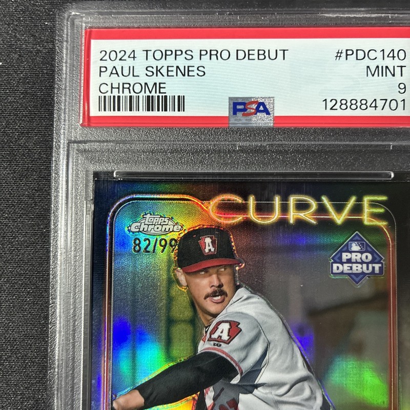 2024 Topps Pro Debut - Chrome Refractor Paul Skenes #PDC-140 (RC) numbered 82/99 view 2