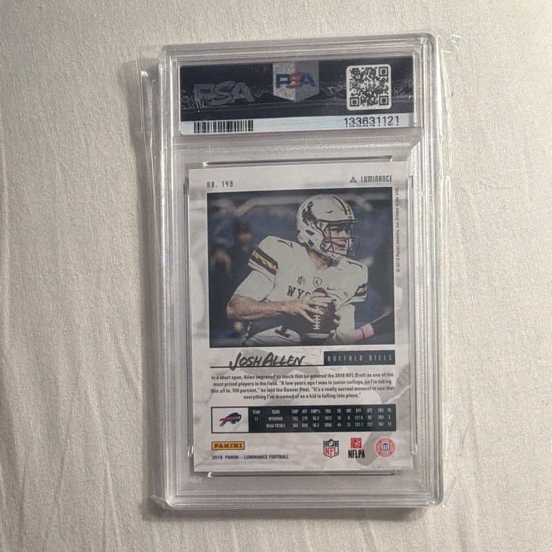 Panini 2018 Luminance Josh Allen Rookie #149 Platinum Blue /25 PSA 8 Bills view 2