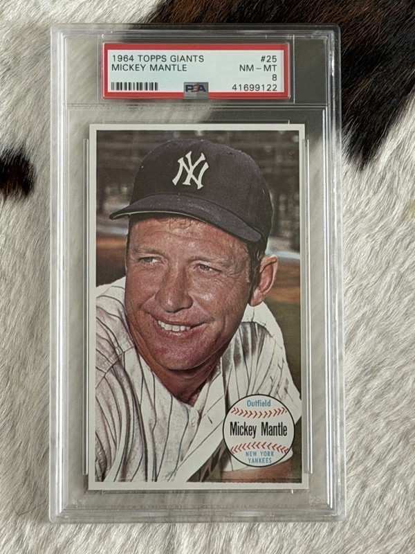 1964 TOPPS GIANTS MICKEY MANTLE PSA 8 NM-MT #25 **NICE CARD** Well-Centered