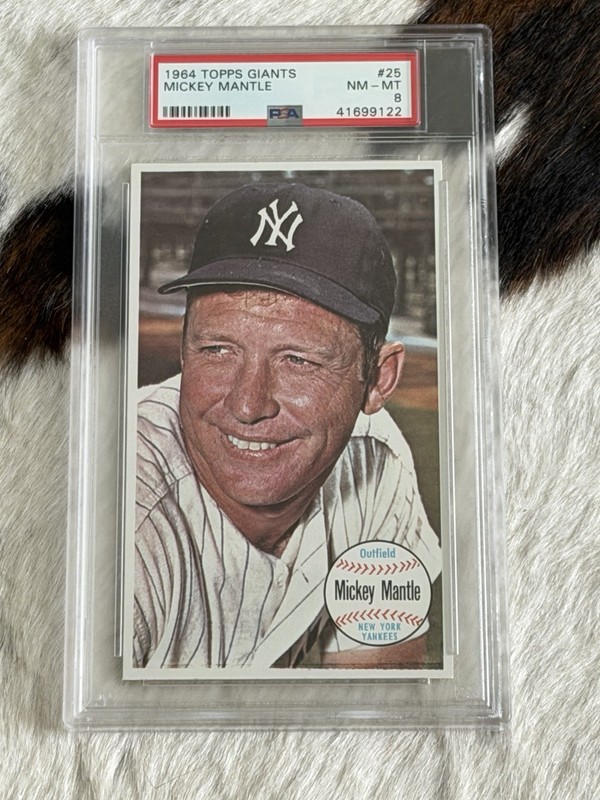 1964 TOPPS GIANTS MICKEY MANTLE PSA 8 NM-MT #25 **NICE CARD** Well-Centered view 2
