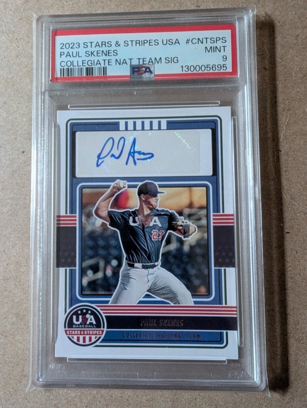 PANINI STARS & STRIPES USA COLLEGE NATIONAL TEAM SIGNATURES PAUL SKENES PSA 9