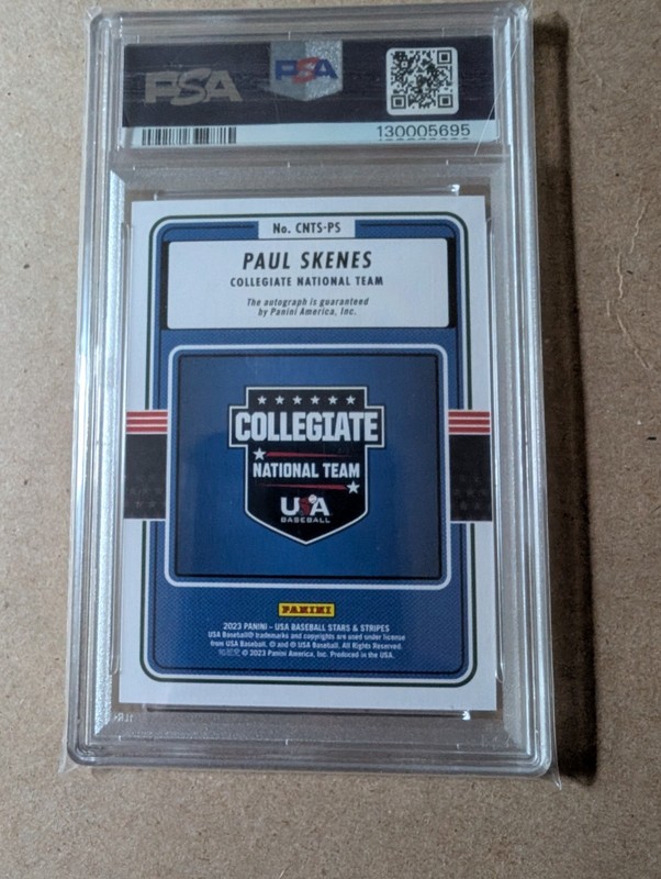 PANINI STARS & STRIPES USA COLLEGE NATIONAL TEAM SIGNATURES PAUL SKENES PSA 9 view 2