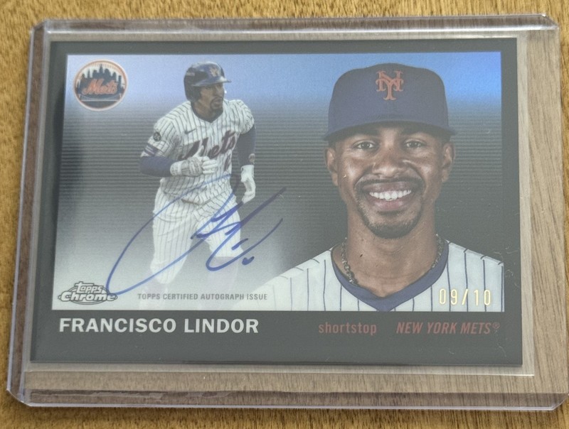 2025 Topps Chrome Platinum Baseball Francisco Lindor Black Refractor Auto 9/10!!