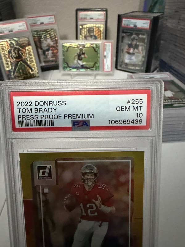 2022 Donruss Tom Brady Press Proof Premium PSA 10 Bucs view 2