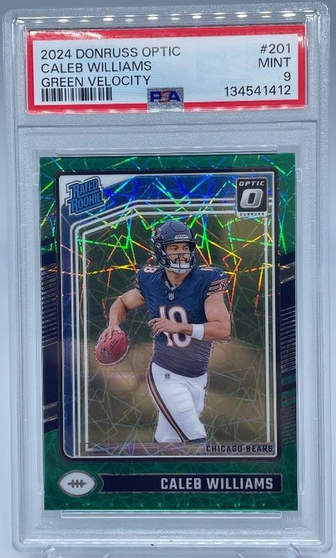 Caleb Williams 2024 Donruss Optic Green Velocity Prizm Refractor #201 PSA 9 view 2