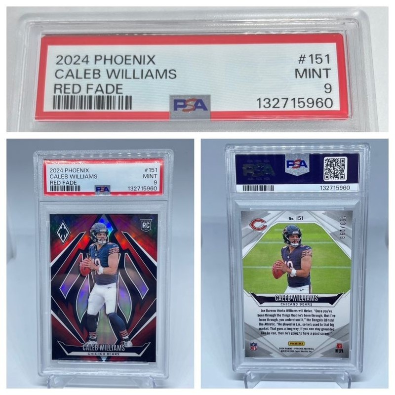 Caleb Williams 2024 Panini Phoenix Red Fade Prizm Refractor /299  PSA 9