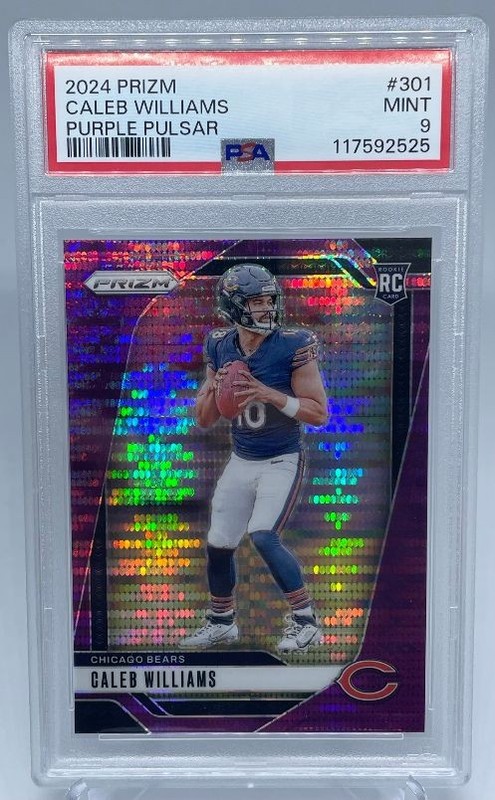 Caleb Williams 2024 Prizm Purple Pulsar Refractor #301 PSA 9 view 2