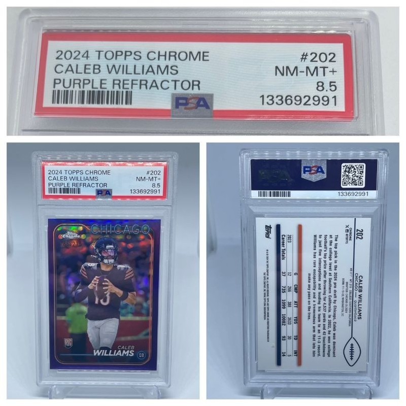 Caleb Williams 2024 Topps Chrome Purple Refractor /275 PSA 8.5
