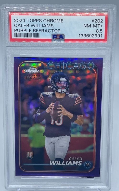Caleb Williams 2024 Topps Chrome Purple Refractor /275 PSA 8.5 view 2