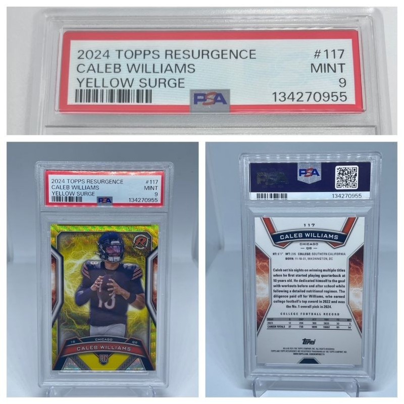 Caleb Williams 2024 Topps Resurgence Yellow Surge Refractor /225 PSA 9