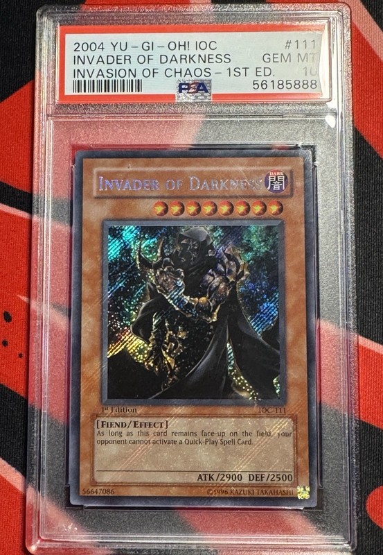Yugioh - PSA 10 - Invader of Darkness - IOC-111 - 1st Ed - Holo Bleed - Gem Mint