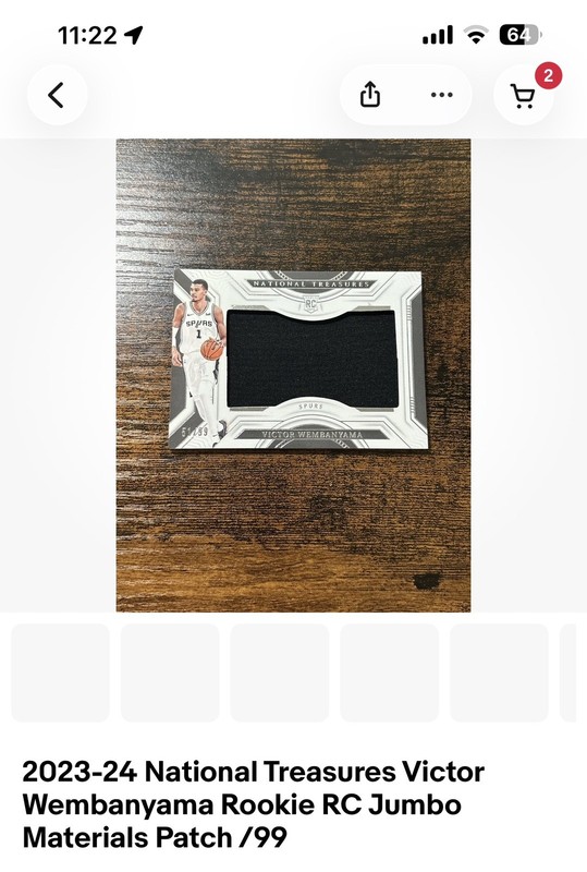2023-24 National Treasures Victor Wembanyama Rookie RC Jumbo Materials Patch /99