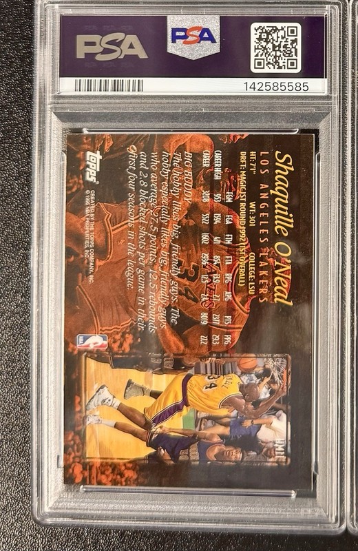 1996 Topps Hobby Masters HM11 Shaquille O’Neal PSA 7 Lakers Insert view 2