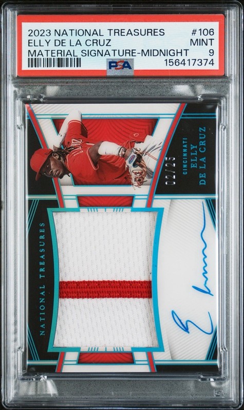 2023 PANINI NATIONAL TREASURES ELLY DE LA CRUZ - RPA - MIDNIGHT 2/25 PSA 9 POP 2
