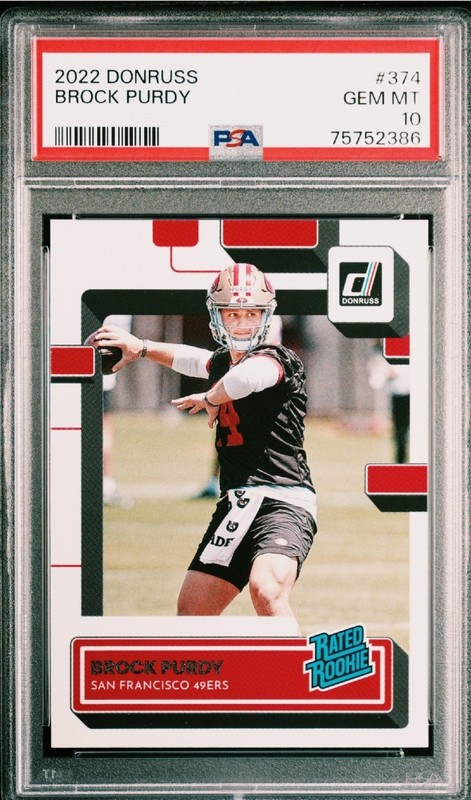 2022 Panini Donruss - Rated Rookie -  Brock Purdy #374 (RC) Gem Mint PSA 10