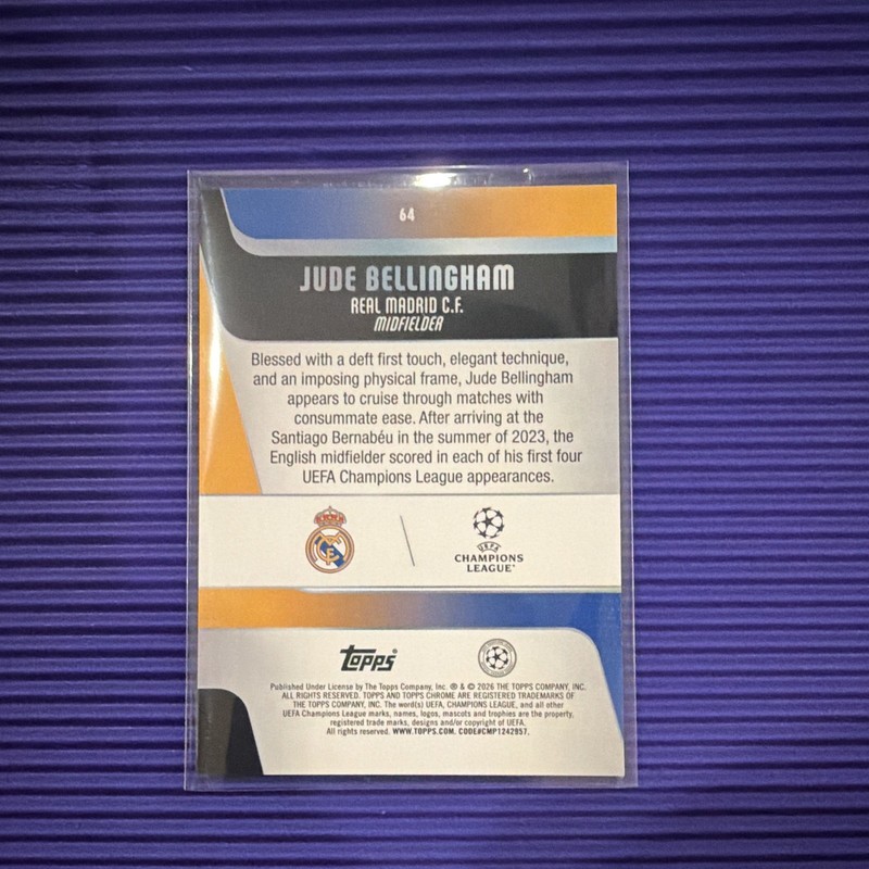 Topps 2026 Topps Chrome UCL Jude Bellingham #64 Real Madrid C.F. 181/199 view 2