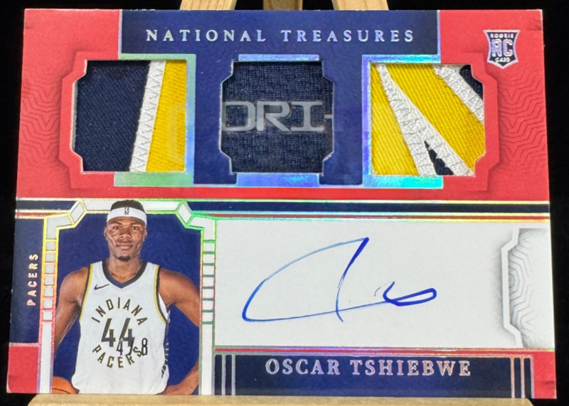 Oscar Tshiebwe 2023-24 Panini National Treasures 4/8 RPA Auto Triple Patch RC