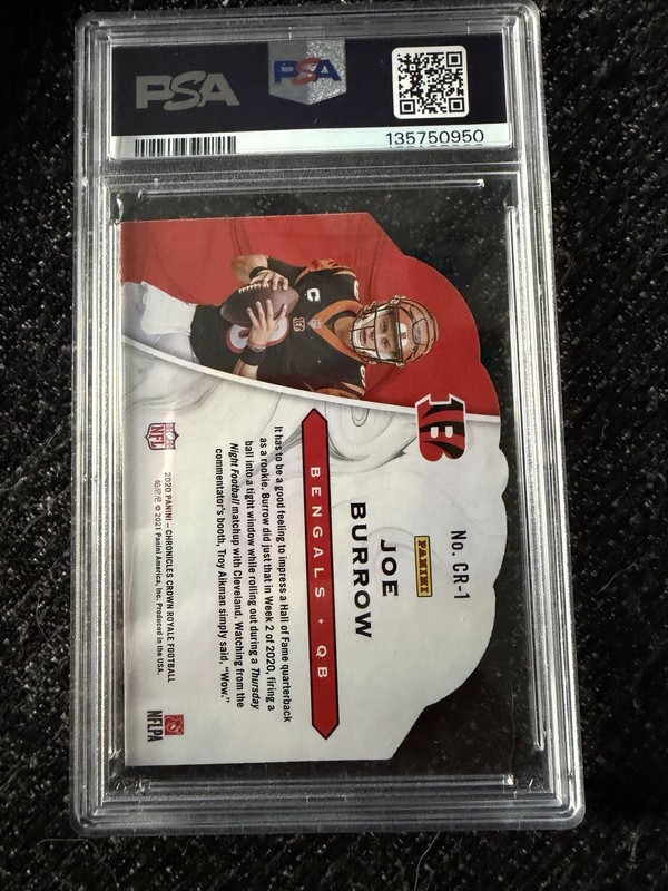 2020 Panini Chronicles - Crown Royale Joe Burrow #CR-1 (RC) PSA 10 BENGALS view 2