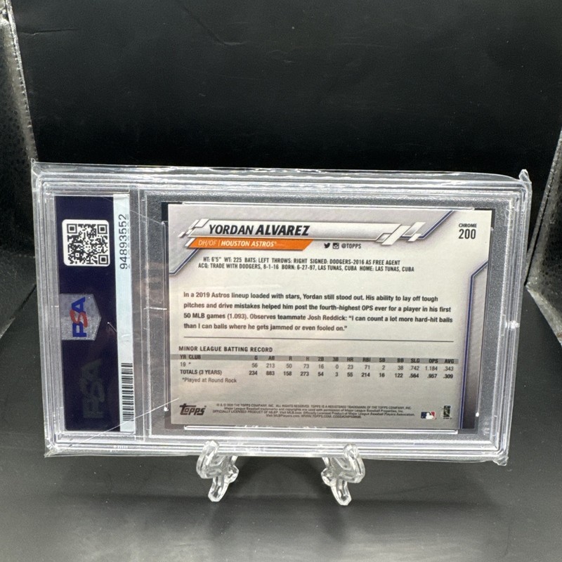 2020 TOPPS CHROME YORDAN ALVAREZ RC #200 PSA 10 GEM MINT ASTROS view 2