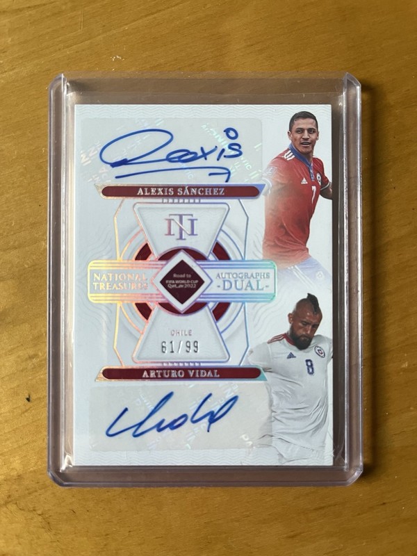2022 Panini National Treasures Dual Auto Arturo Vidal, Alexis Sanchez /99 view 1