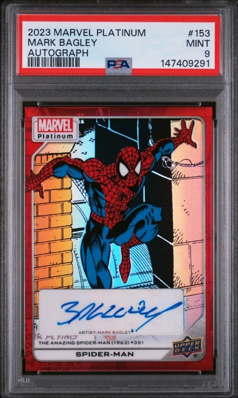 2023 SPIDER MAN PSA 9 AUTO MARK BAGLEY AUTOGRAPH UPPER DECK MARVEL PLATINUM 