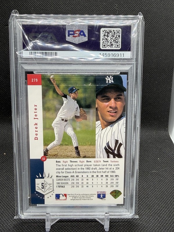 1993 SP Derek Jeter Foil #279 Rookie RC PSA 7 view 2
