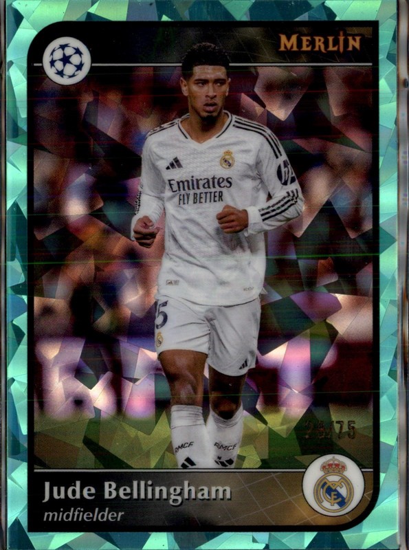 2024-25 Topps Merlin Chrome UEFA Jude Bellingham Aqua Atomic Refractor /75 #5