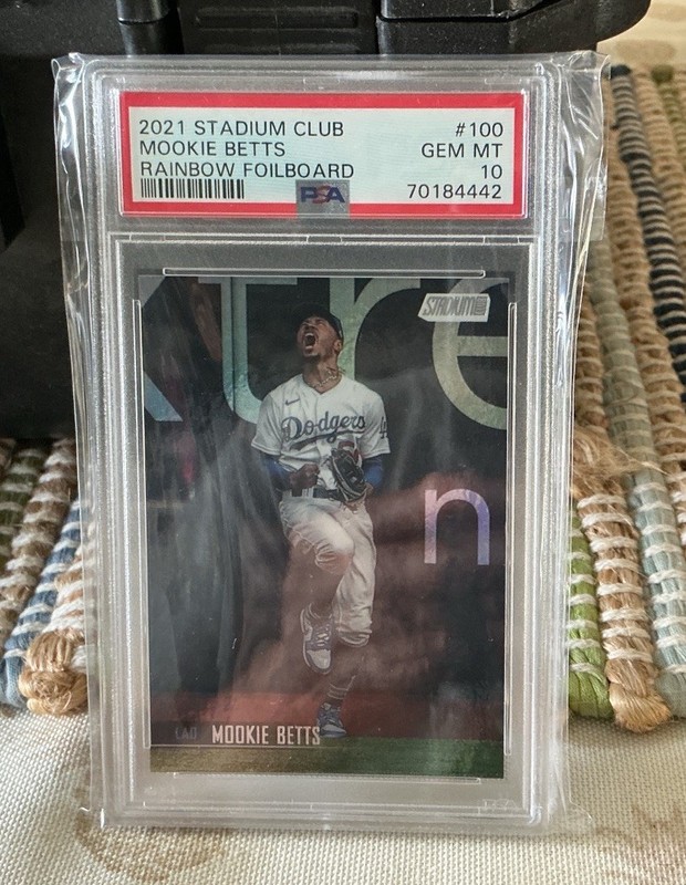 2021 Stadium Club Mookie Betts Rainbow Foilboard /25 #100 PSA 10 GEM MT Dodgers