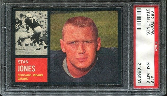 1962 Topps #18 Stan Jones PSA 8 Chicago Bears HOF University of Maryland