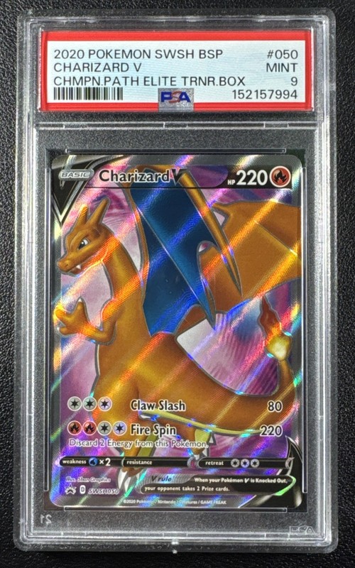 Pokemon Charizard V Sword & Shield Promo Full Art Holo SWSH050 PSA 9 Mint