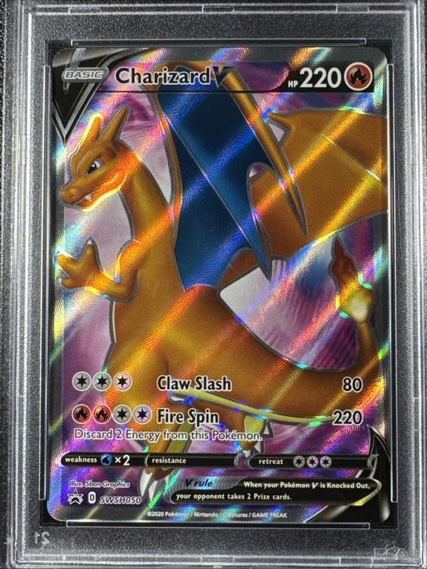Pokemon Charizard V Sword & Shield Promo Full Art Holo SWSH050 PSA 9 Mint view 2