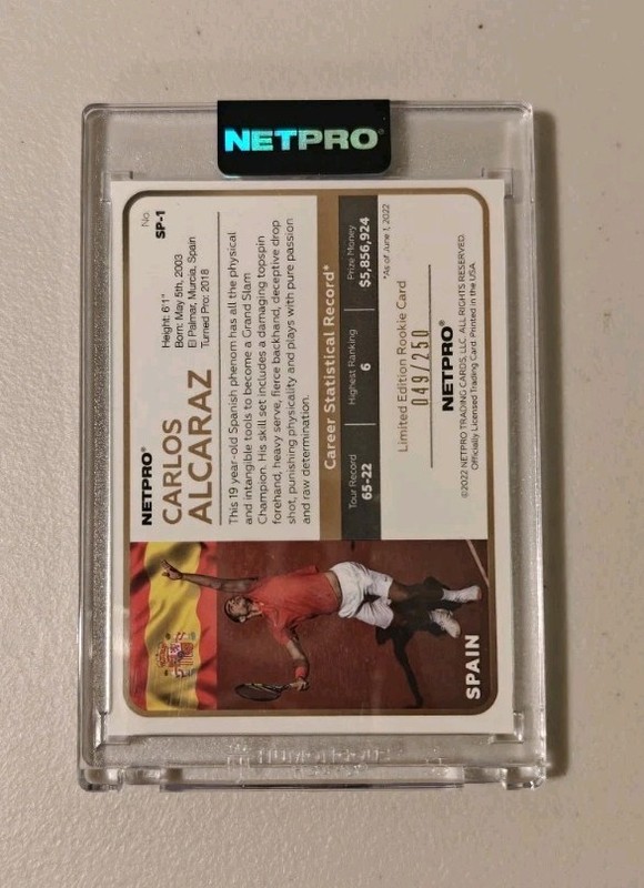 2022 NETPRO Rainbow Carlos Alcaraz Red Shirt 49/250 RC Sealed IN HAND  view 2