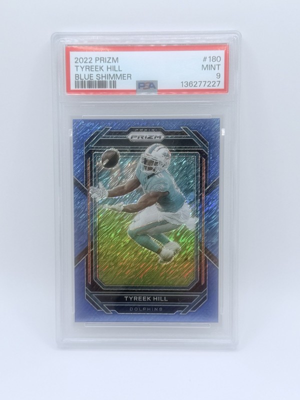 2022 Prizm Tyreek Hill Blue Shimmer /25 PSA 9 #180 Dolphins SSP 07/25