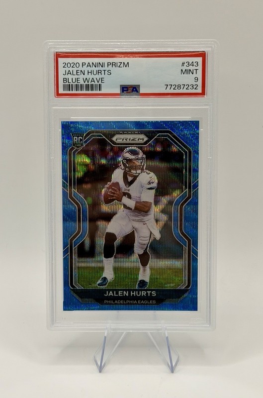2020 Panini Prizm Rookie Jalen Hurts #343 Blue Wave Prizm /199 (RC) PSA 9