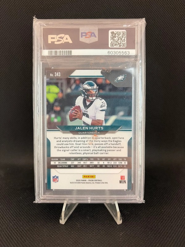 2020 Panini Prizm Jalen Hurts RC PSA 9 view 2