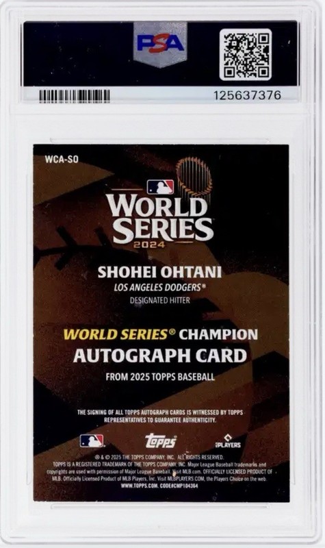 2025 Topps Shohei Ohtani World Champion Auto Red /5 PSA Authentic view 2