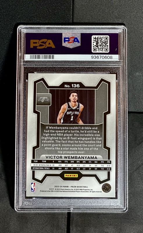 PSA 10 🔥 2023-24 Panini Prizm - Victor Wembanyama #136 (RC) view 2