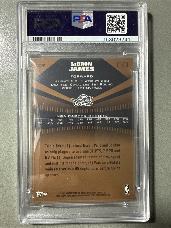 2006 Topps Triple Threads Sepia /299 LeBron James #5 PSA 8 view 2